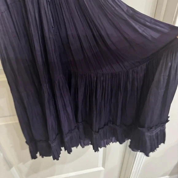 Ulla Johnson Olivia Dark Purple Satin Maxi Dress